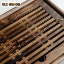 Axyaa Wooden Tea Tray: Compact, Stylish Tea Set for Brewing, Draining, and Storage