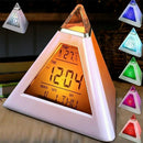 Axya LED Pyramid Alarm Clock with 7 Colors Night Light & Music Snooze Mode
