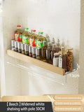 Axyaa Wood Spice Rack Organizer with Hooks for Kitchen Storage