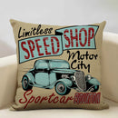 Axyaa Classic Cars Print Cushion Cover 45X45CM Pillowcase Linen Throw Pillow