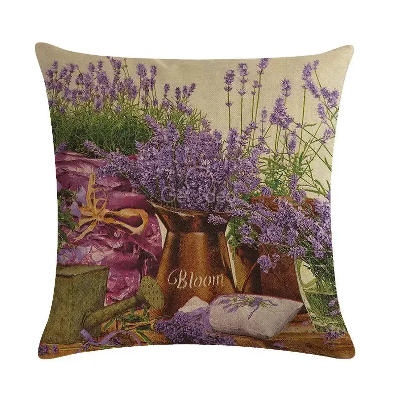 Purple Lavender Floral Pillowcase for Home Decor by Axyaa