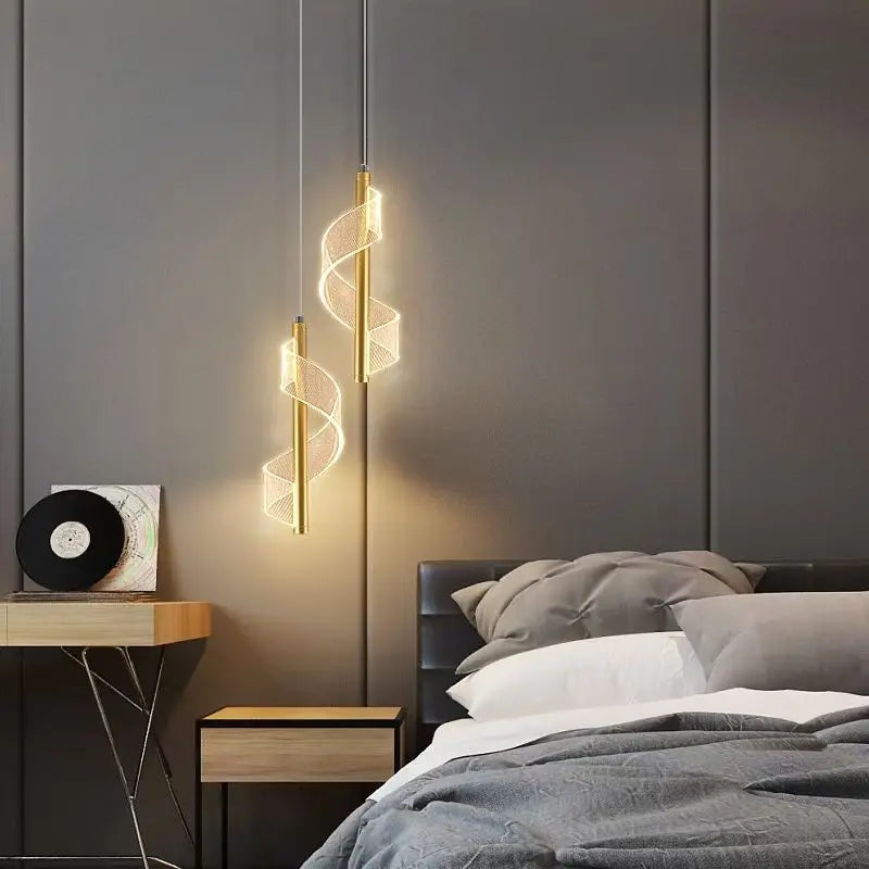 Axyaa Spiral Acrylic Pendant Lamp: Modern Nordic Design for Bedroom or Living Room