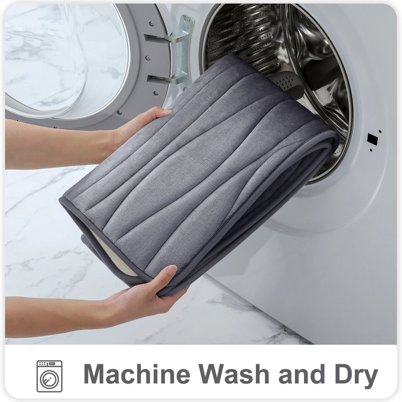 Axyaa Memory Foam Bathroom Rug Set: Non-Slip, Absorbent, Soft U-Shaped and Rectangle Mats