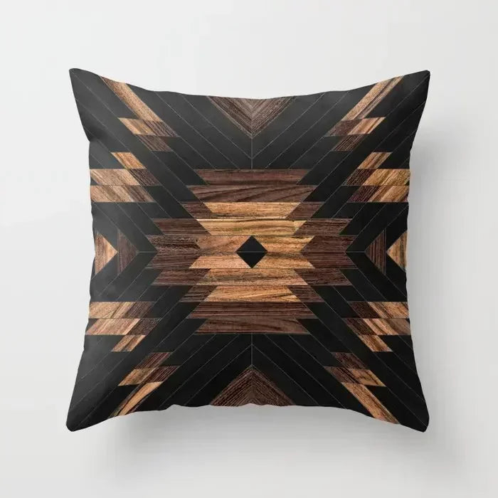 Axyaa Wood Texture Marble Pillowcases - Geometric Cushions Case for Home Decor