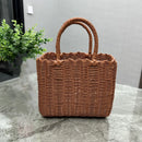 Axyaa Imitation Rattan Storage Basket with Handle Home Decor Handbag