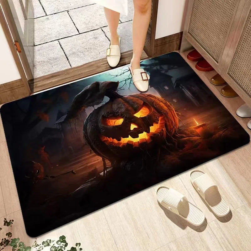 Axyaa Halloween Ghost Face Pumpkin Lantern Floor Mat