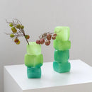 Axyaa Gradient Square Glass Vase Flowerpot Home Decor Accessory