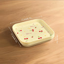 Axyaa Cherry Pattern Dessert Plates Set of 4 - Reusable Square Snack Dishes