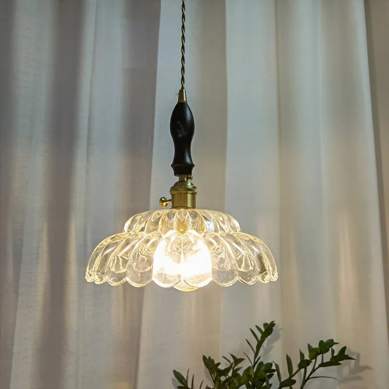 Axyaa Modern Wood Handle LED Pendant Light Fixtures for Dining Room