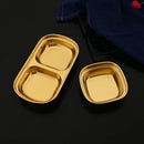 Axyaa Golden Stainless Steel Condiment Tray - BBQ Sauce Plate for Seasonings & Spices