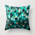 Axyaa Teal Blue Flower Leaves Pattern Pillow Case for Home Decor