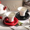 Axyaa Ceramic Coffee Mug & Saucer Set - Red Tea & Coffee Cup, Large Capacity