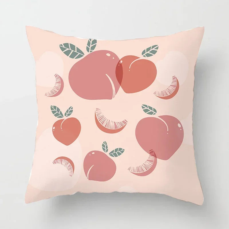 Peachy Pink Pattern Cushion Cover 45X45CM for Sofa Decor by Axyaa
