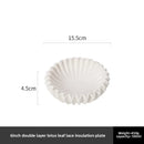 Axyaa White Lotus Leaf Insulation Plate, Lace Design Salad Plate, Ceramic Tableware