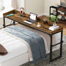 Axyaa Adjustable Overbed Table for Queen Size Bed with Tilt Stand & Outlets