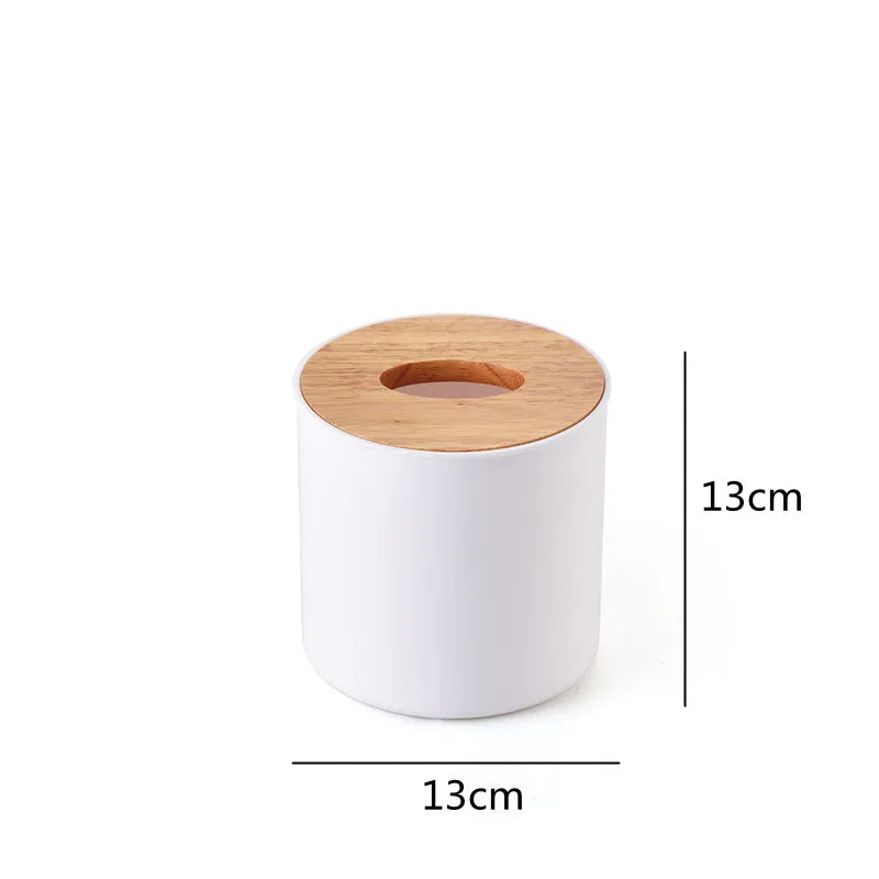 Luxury Drum Tissue Box Wooden Cover Round Storage Holder Axya Brand Home Decor