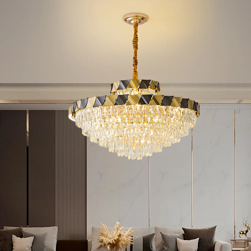 Axyaa Crystal Chandelier: Luxury High-End Living Room Lighting