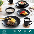 Axya 48-Piece Black Stoneware Dinner Set: Plates, Bowls, Cups - VANCASSO MODA