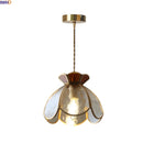Axyaa Brass Finish Glass LED Pendant Light Fixture for Bedroom & Living Room