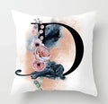 Axyaa Flower Cat Alphabet Pillowcase 45x45cm Cushion Cover, Modern Home Decor