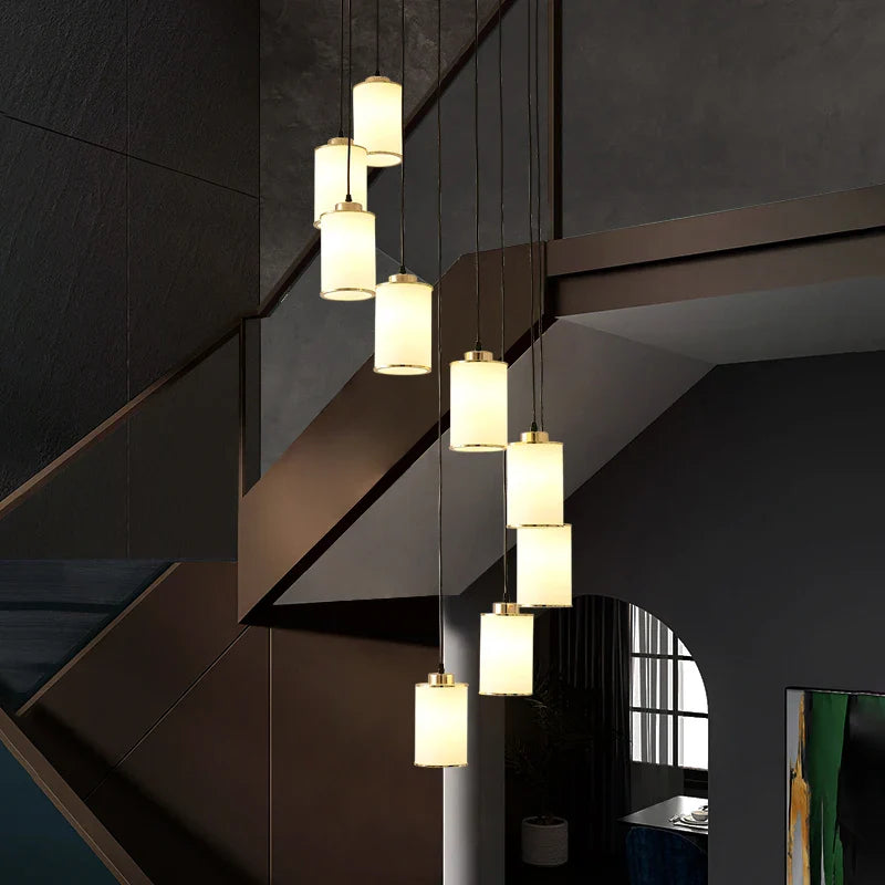 Axyaa Double Spiral Stairwell Chandelier for Modern Villa Hall Lighting