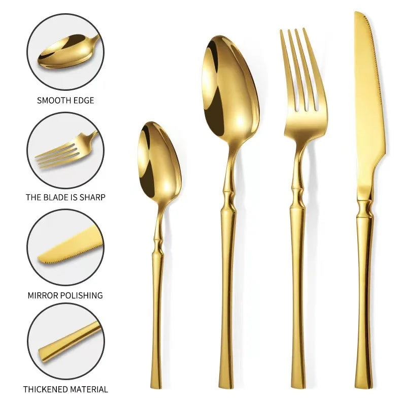 Axyaa 24-Piece Stainless Steel Cutlery Set for Restaurant Banquets
