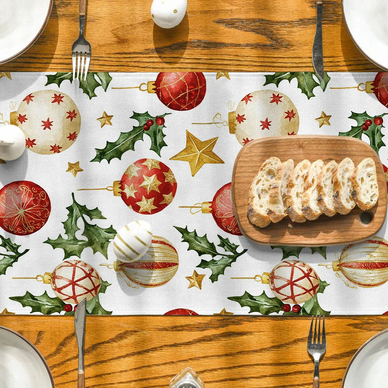 Axyaa Christmas Table Runner Holiday Decoration for Kitchen Dining Room
