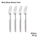 Axyaa Gold Cutlery Set Stainless Steel Mirror Sliver Fork Spoon Western Double Sided Pattern