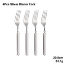 Axyaa Gold Cutlery Set Stainless Steel Mirror Sliver Fork Spoon Western Double Sided Pattern