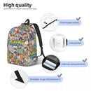 Axyaa Pokemoned Backpack - School Student Bookbag for Men and Women