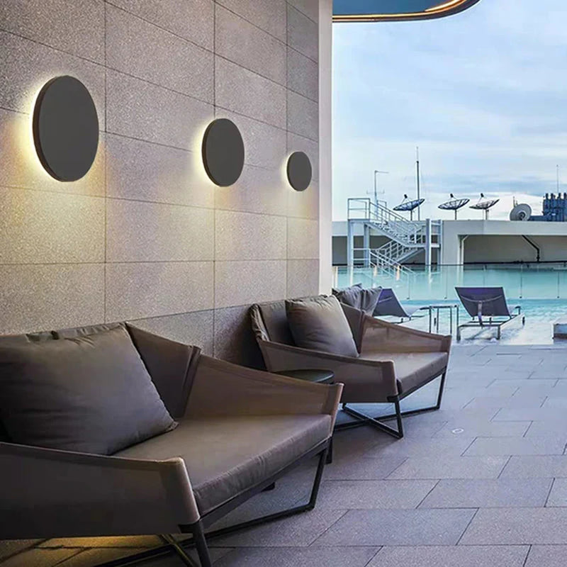 Axyaa Round Aluminum Outdoor Waterproof Wall Lamp for Garden, Porch, and Balcony
