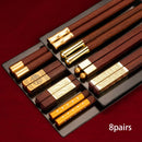 Axyaa Wooden Chopsticks Set - Handmade Japanese Natural Wood, Reusable, Non-Slip, Easy-to-Use