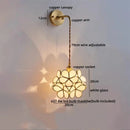 Axyaa Copper Glass LED Wall Lamp Sconce with Pull Chain Switch