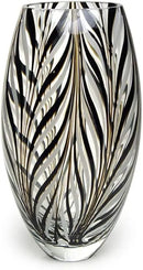 Axyaa Murano Style Black & White Feather Glass Vase: Hand Blown Art for Decor & Centerpiece