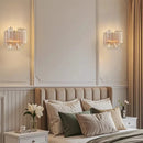 Axyaa Clear Grey Glass Wall Sconce - Modern Bedroom Lighting Fixtures