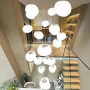 Axyaa White Glass LED Chandelier for Living Room, Staircase & Bar
