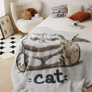 Axyaa Cute Cat Polyester Blend Pillow Cover and Blanket Shawl Blanket