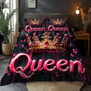 Axyaa Queen Crown 3D Duvet Cover Set - Ultra-Soft Microfiber Fantasy Design