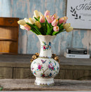 Axyaa Blue and White Ceramic Vase - American Retro Living Room Decor