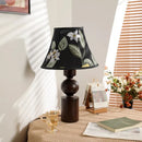 Axyaa Retro Wood Table Lamps with LED, Embroidery Fabric Lampshade for Home and Office