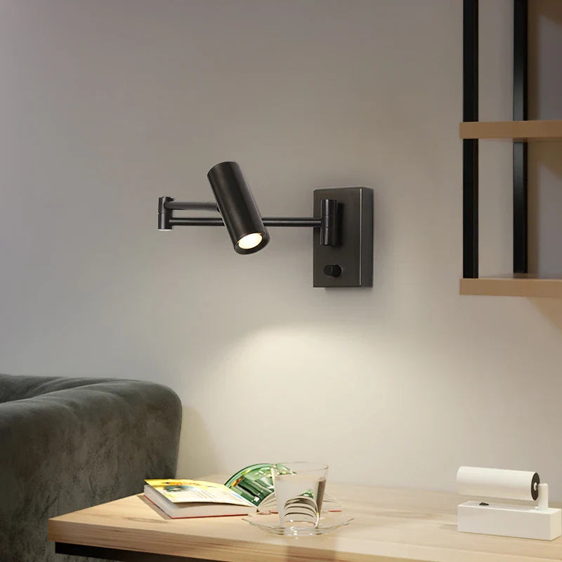 Axyaa Modern Black Adjustable LED Wall Lamp for Bedroom Living Room Reading
