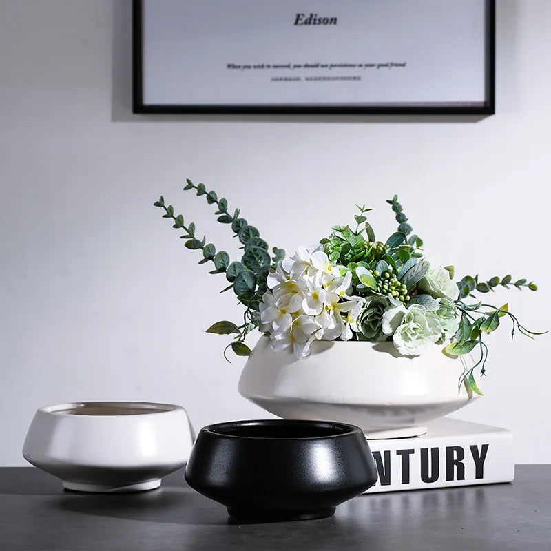 Axya Ceramic Wide Mouth Flowerpot Vase Succulent Plant Pot Garden Pots