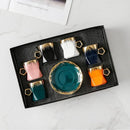 Axya Gold Ceramic Coffee Cup and Saucer Set, High-Grade Tea Dishes, Trendy Design