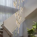 Axyaa Gold Crystal Tear Drop Chandelier for Staircase and Living Room