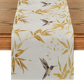 Axyaa Bamboo Leaves Hummingbird Table Runner - Farmhouse Dining Wedding Party Decor