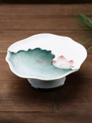 Axyaa Hand-Painted Lotus Relief Ceramic Fruit Tray