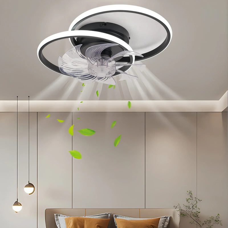Axyaa Round Acrylic Ceiling Fan LED Light: Multifunctional Dimming & Silent Wind Speed
