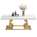 Axyaa 47" Faux Marble Coffee Table with Geometric Frame