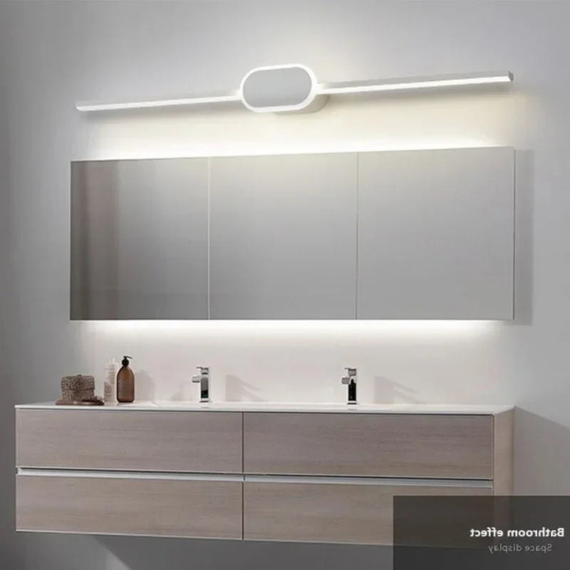 Axya Modern Luxury Bathroom LED Wall Lamp White Aluminum Mirror Light