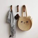 Axyaa Solid Wood Leather Hook Belt for Hanging Clothes and Hats on Wooden Wall